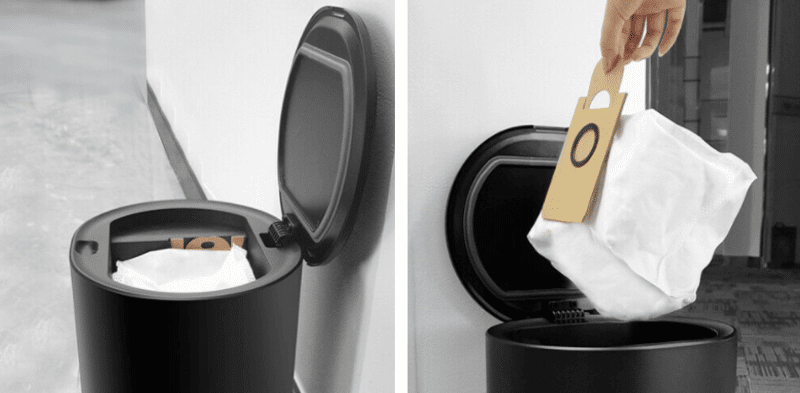 Замена пылевого мешка на станции самоочистки робота пылесоса.